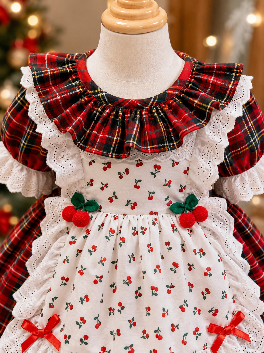 Christmas Plaid Cherry Dress (Newborn to 3 years) – Gigie Boutique