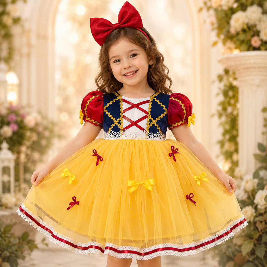 Snow White Inspired Girl Dress 1–6 Years | Princess Tulle Dress | Book Week, Birthday & Fairytale Party Outfit