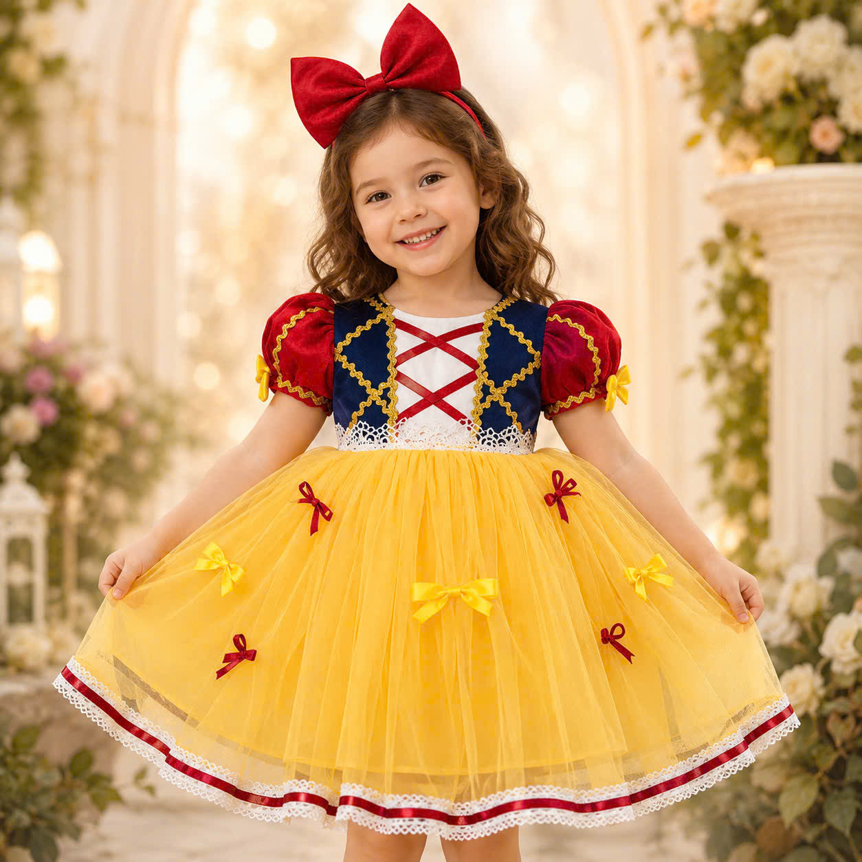 Snow White Inspired Girl Dress 1–6 Years | Princess Tulle Dress | Book Week, Birthday & Fairytale Party Outfit