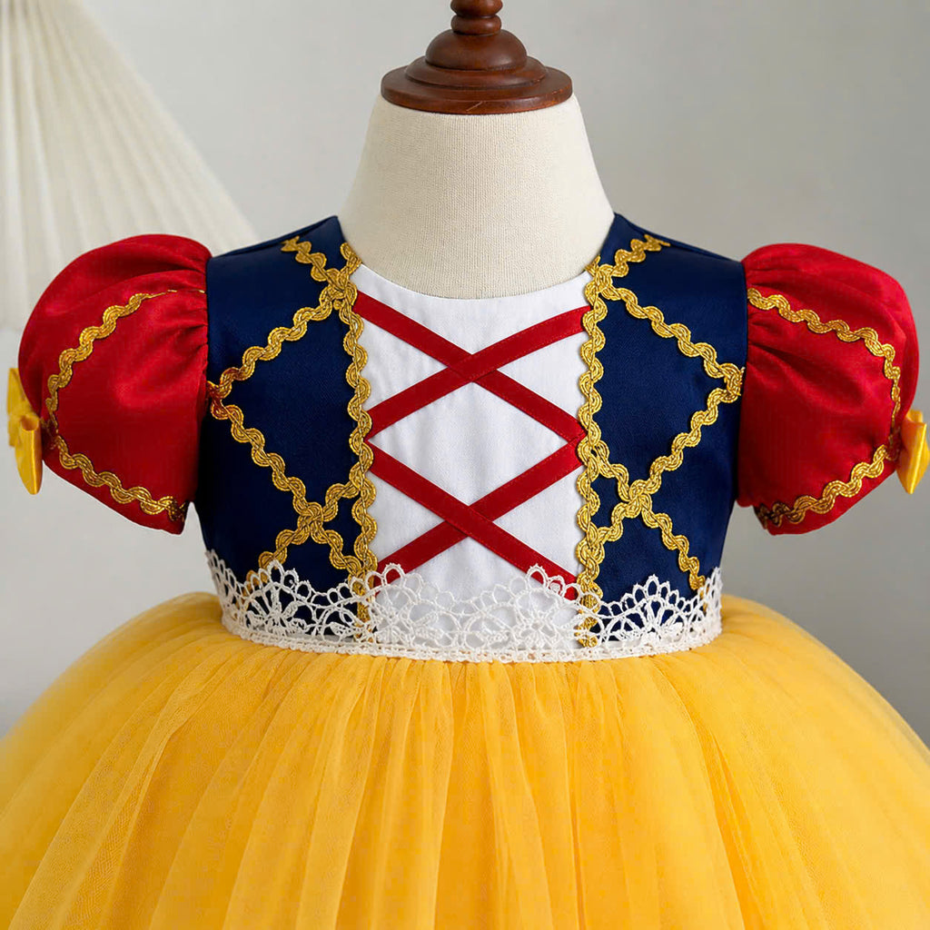 Snow White Inspired Girl Dress 1–6 Years | Princess Tulle Dress | Book Week, Birthday & Fairytale Party Outfit