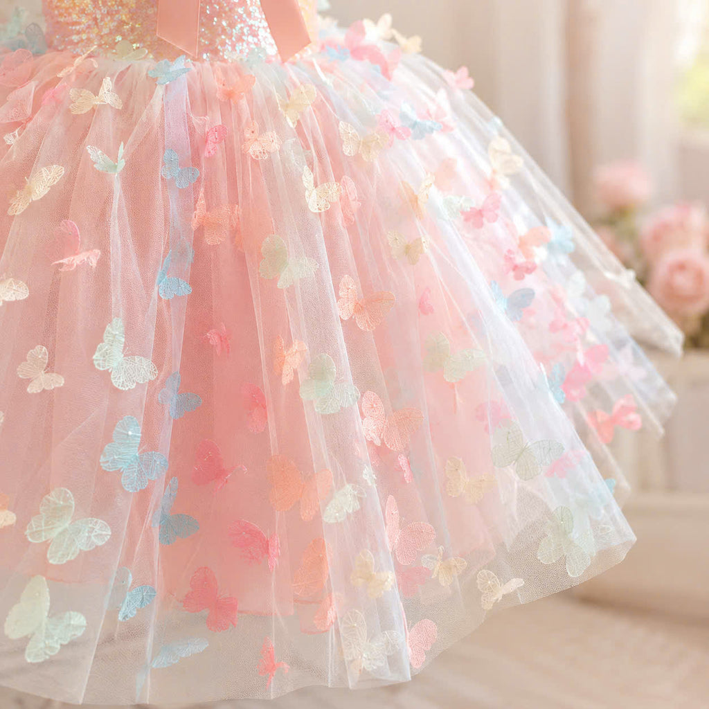 Butterfly Fairy Girl Dress 1–6Years | Pastel Princess Tulle Dress | Rainbow Butterfly Birthday Outfit | Fairy Garden Party Dress