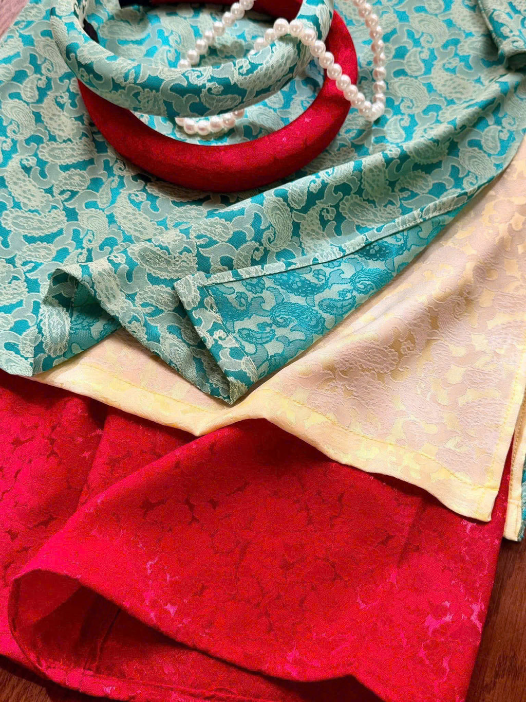 Imperial Bloom 4-Flap Áo Dài – Jade Ruby (6 Months–18 Months) | Silk Brocade Vietnamese Traditional Outfit | Lunar New Year Wear | Optional Matching Red Headband