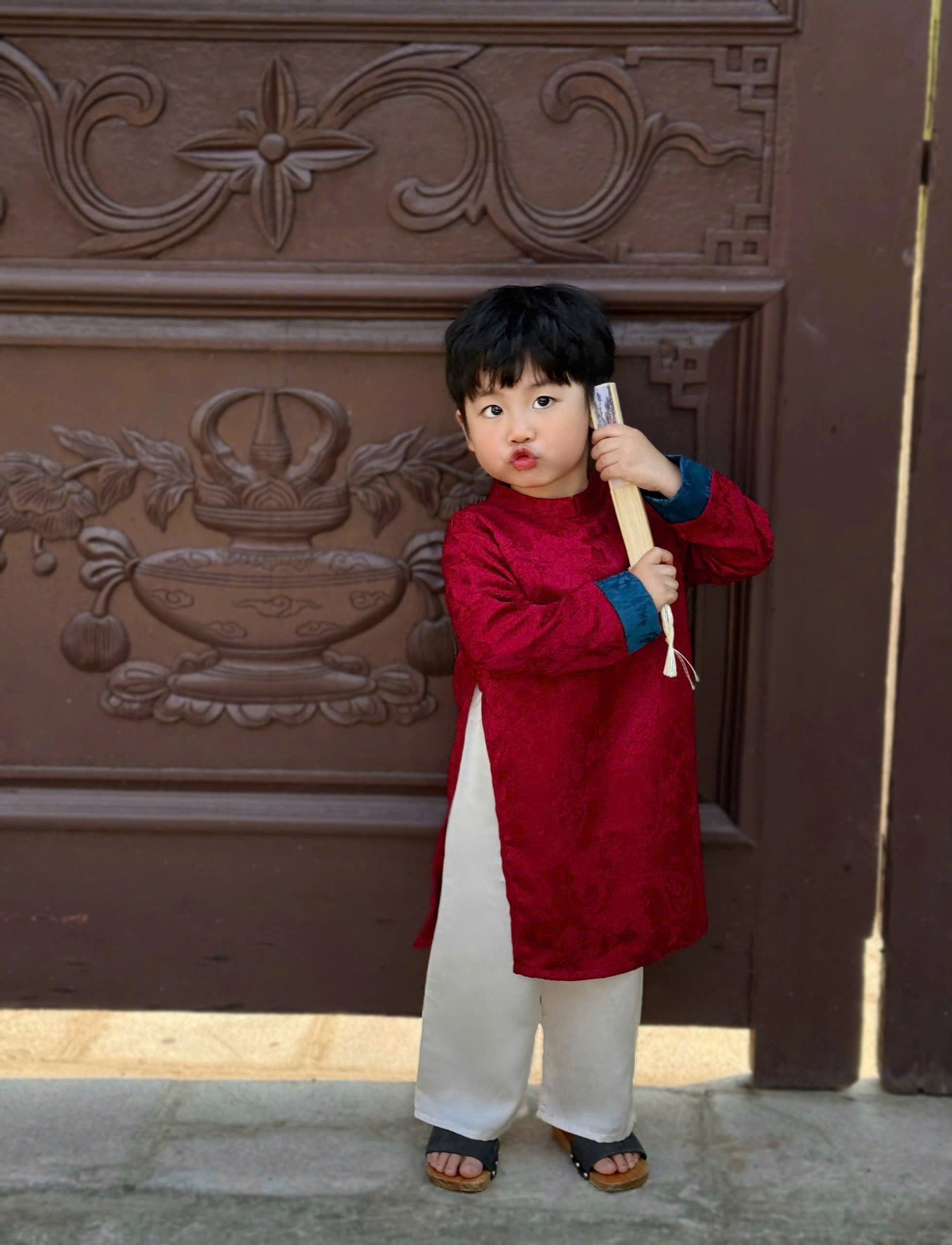Classic Heritage Áo Dài (6 Months–8 Years) | Traditional Vietnamese Outfit for Boys | Ruby Ivory, Sapphire Ivory & Silver Teal