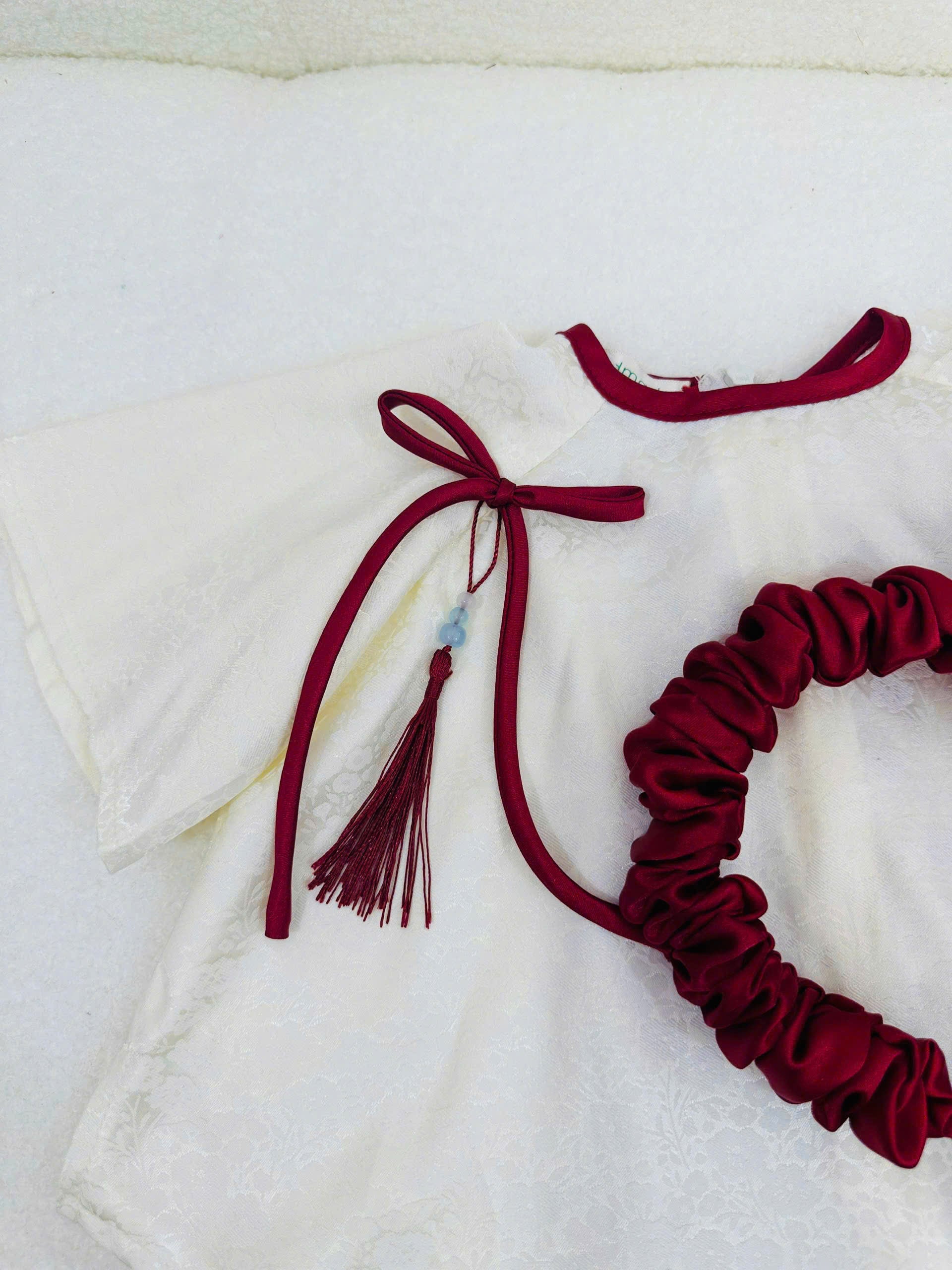 Mẫn Hoa Vietnamese Pháp Phục Set for Girls (0–6 Years) | Traditional Vietnamese Outfit | Matching Satin Headband Included | Tết & Cultural Celebration Wear