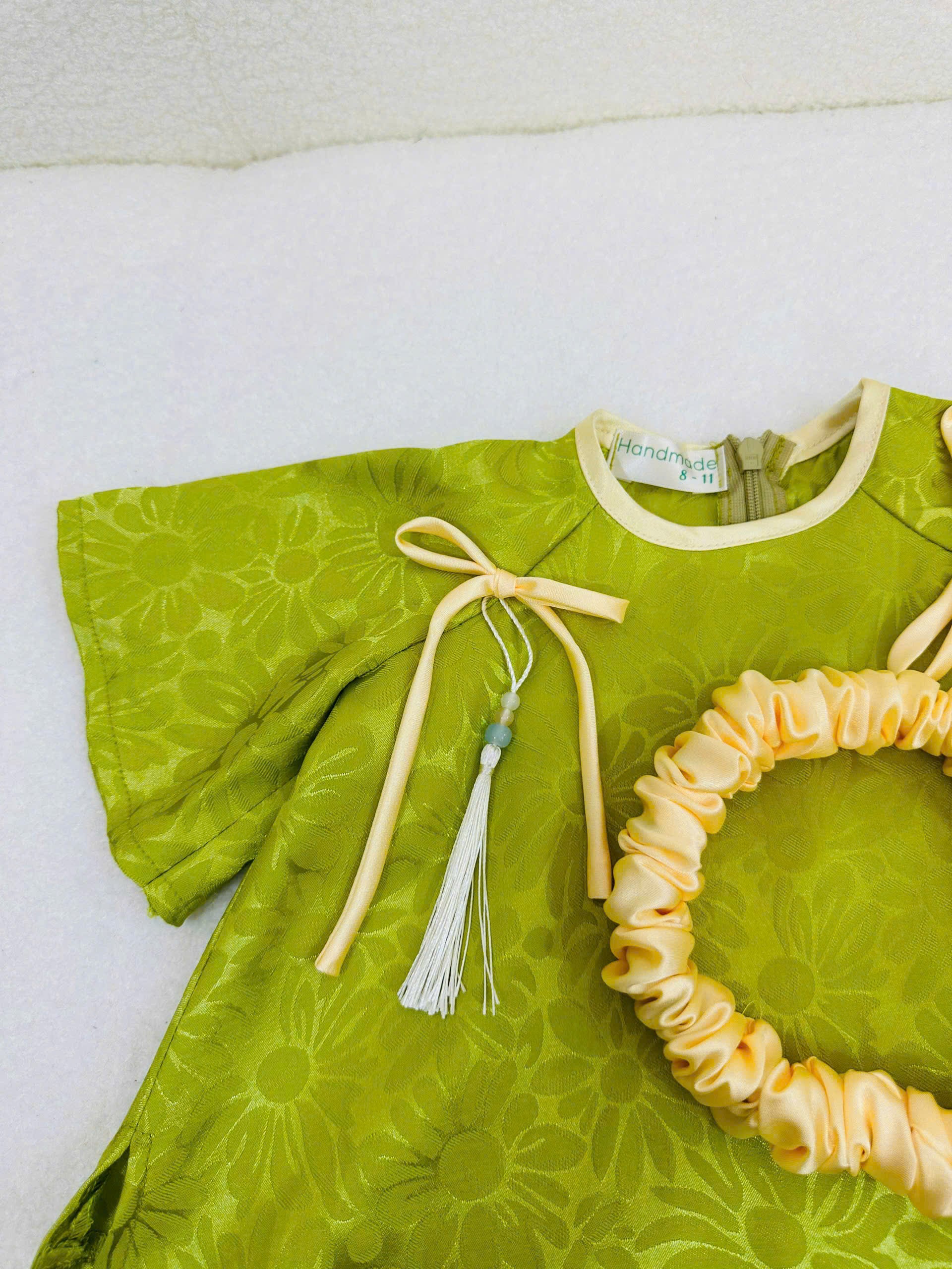 Mẫn Hoa Vietnamese Pháp Phục Set for Girls (0–6 Years) | Traditional Vietnamese Outfit | Matching Satin Headband Included | Tết & Cultural Celebration Wear