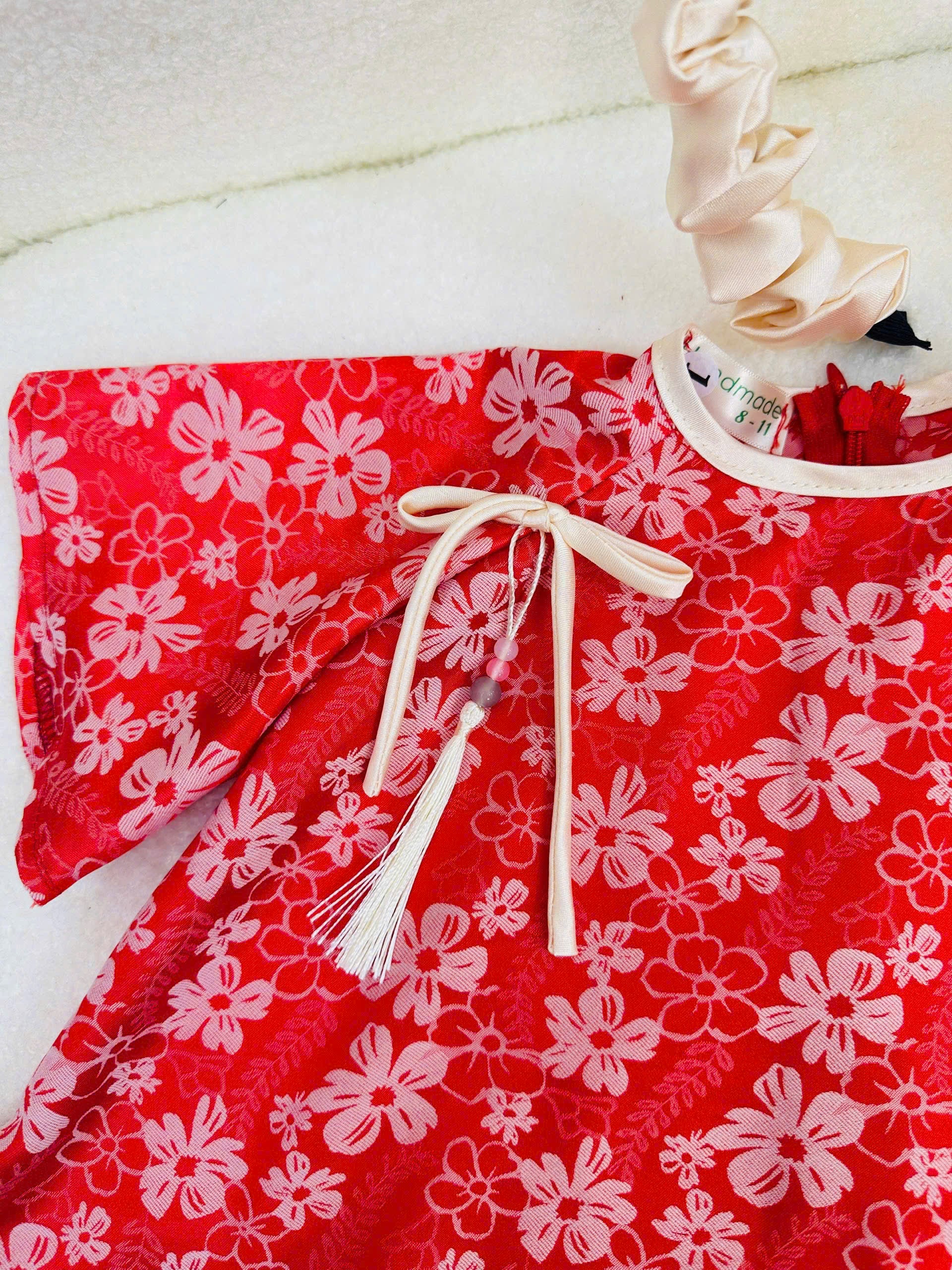 Mẫn Hoa Vietnamese Pháp Phục Set for Girls (0–6 Years) | Traditional Vietnamese Outfit | Matching Satin Headband Included | Tết & Cultural Celebration Wear