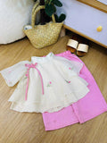 Uyên Thi Vietnamese Pháp Phục Set for Girls (0–6 Years) | Traditional Festival Outfit | Flutter Sleeves| Floral Embroidered Festival Outfit | Tết & Cultural Celebration Wear