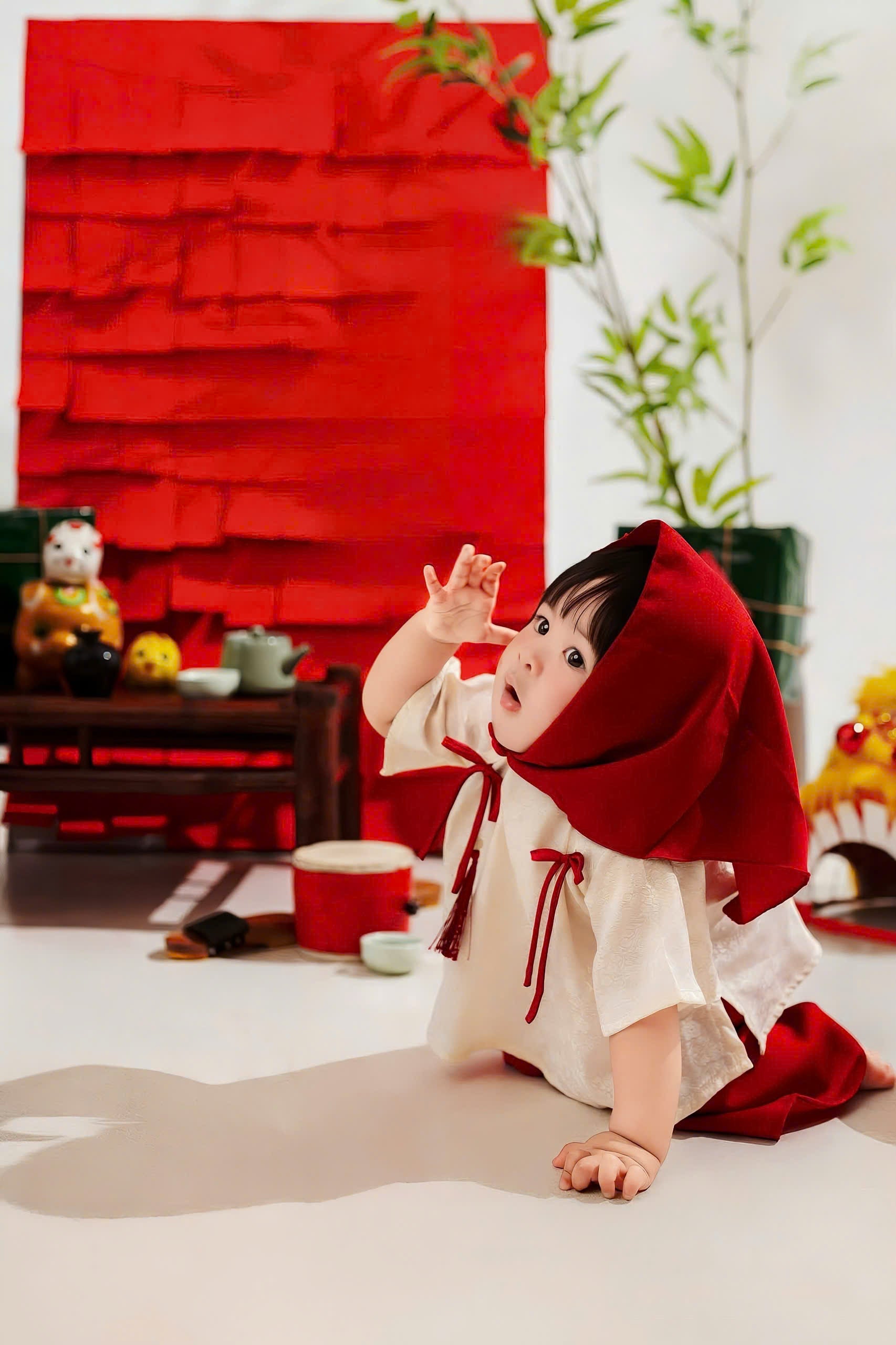 Mẫn Hoa Vietnamese Pháp Phục Set for Girls (0–6 Years) | Traditional Vietnamese Outfit | Matching Satin Headband Included | Tết & Cultural Celebration Wear