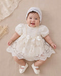 Ivory Blossom Romper Dress Newborn–12Months | Lace Baby Dress | Christening, Birthday & Photoshoot Outfit
