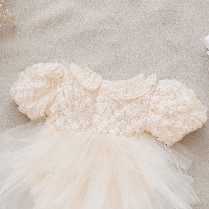 Ivory Rosette Lolita Romper Dress Newborn–12Months | Baby Party, Christening & Photoshoot Outfit | Special Occasion Wear