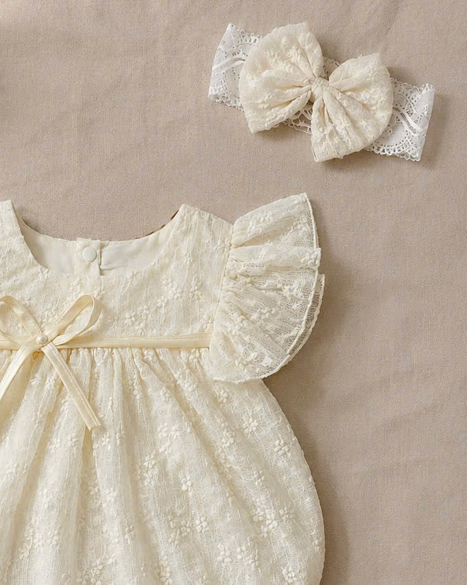 Ivory Garden Embroidered Romper 3Months-2Years | Floral Baby Romper | Summer Outfit