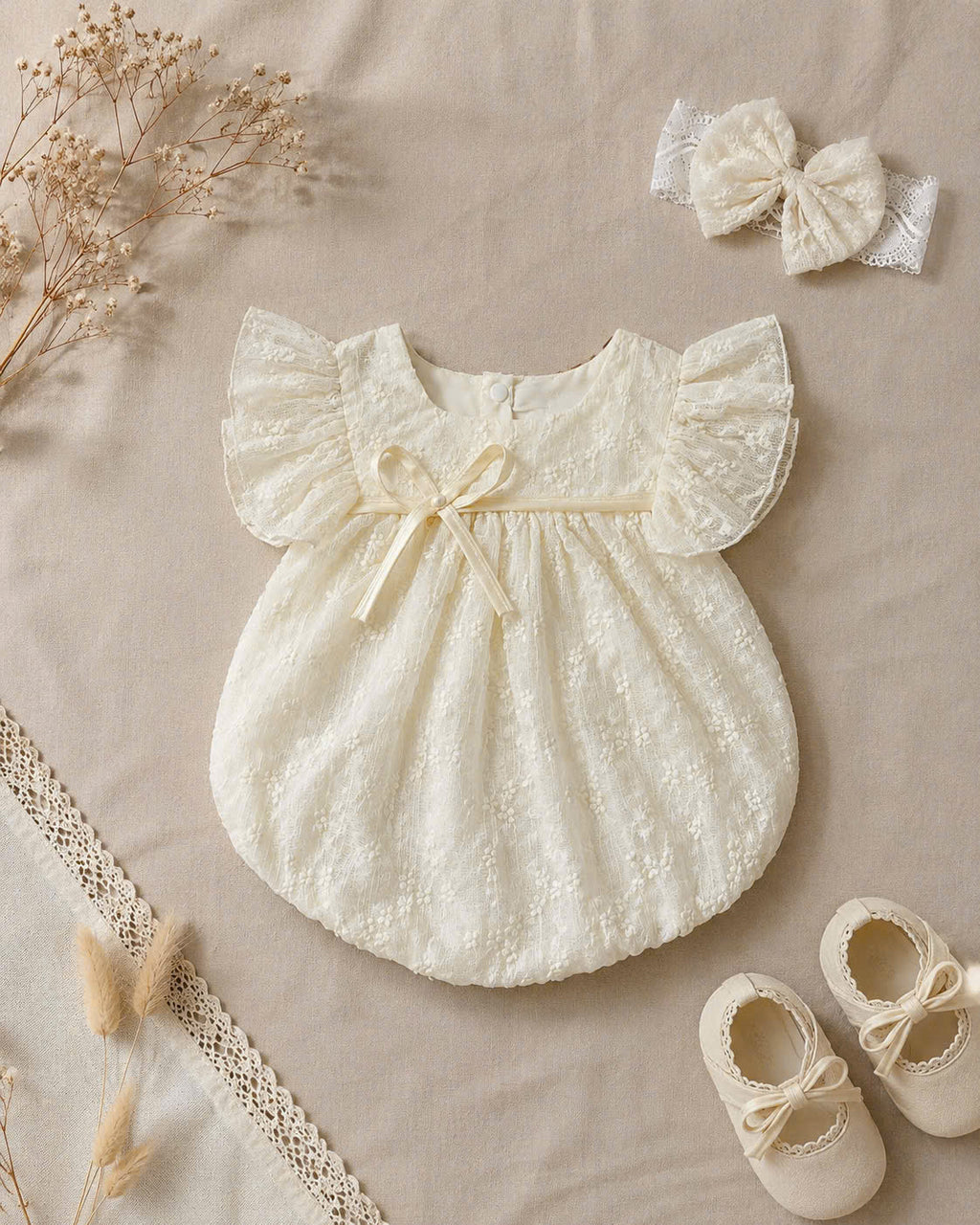 Ivory Garden Embroidered Romper 3Months-2Years | Floral Baby Romper | Summer Outfit