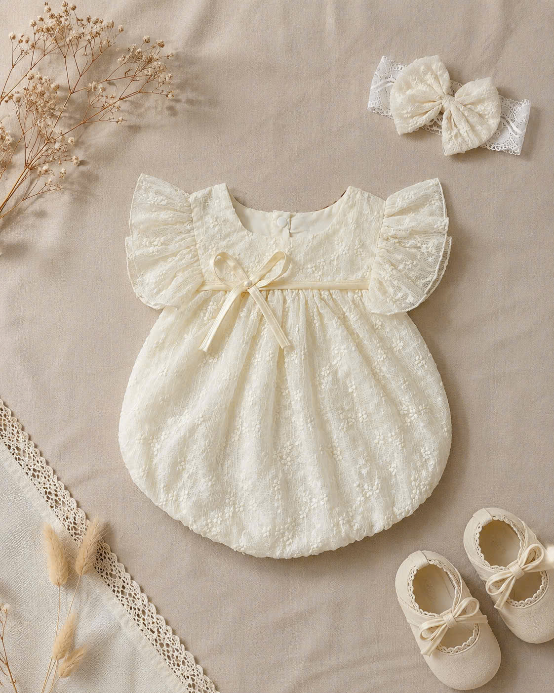Ivory Garden Embroidered Romper 3Months-2Years | Floral Baby Romper | Summer Outfit