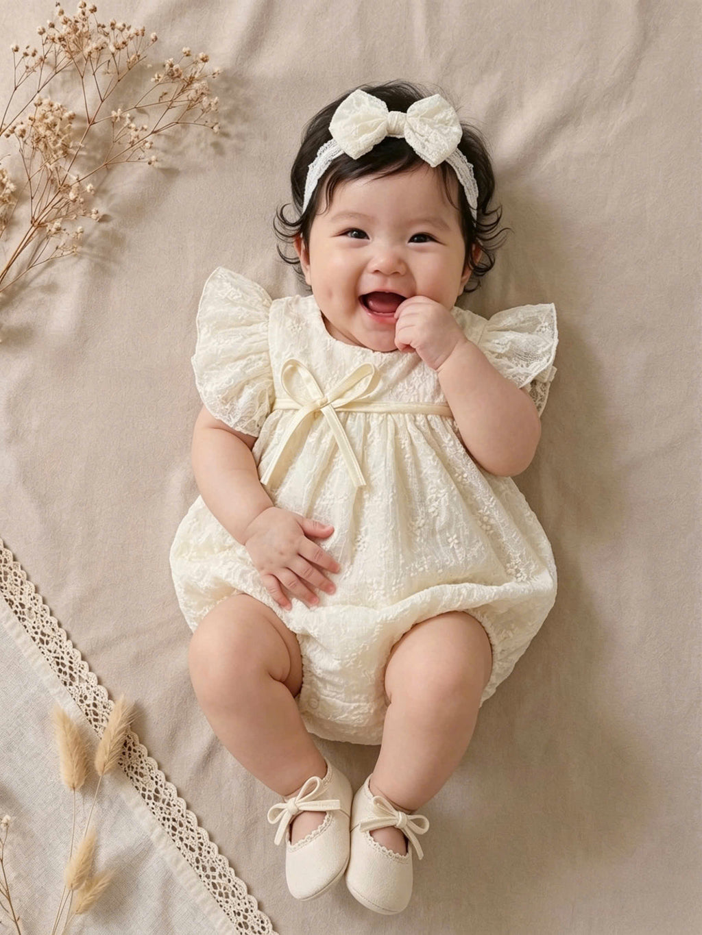 Ivory Garden Embroidered Romper 3Months-2Years | Floral Baby Romper | Summer Outfit