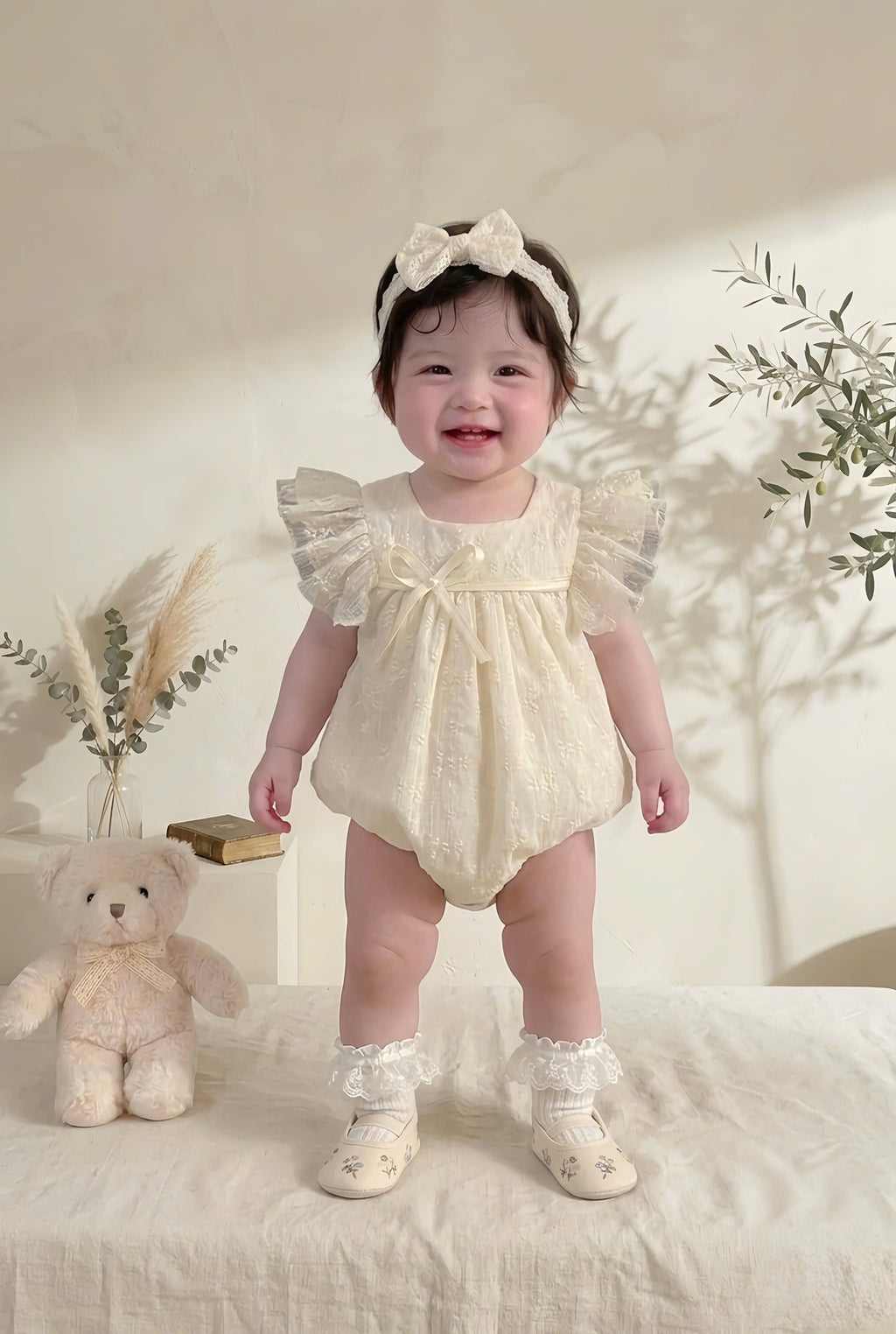 Ivory Garden Embroidered Romper 3Months-2Years | Floral Baby Romper | Summer Outfit