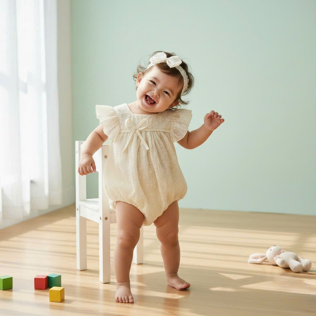 Ivory Garden Embroidered Romper 3Months-2Years | Floral Baby Romper | Summer Outfit