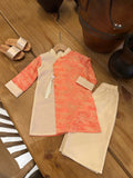 Imperial Mist Áo Dài – Coral Blossom Boy Version (Newborn–9 Years) | Optional Soft Mấn & Ivory Khăn Đóng
