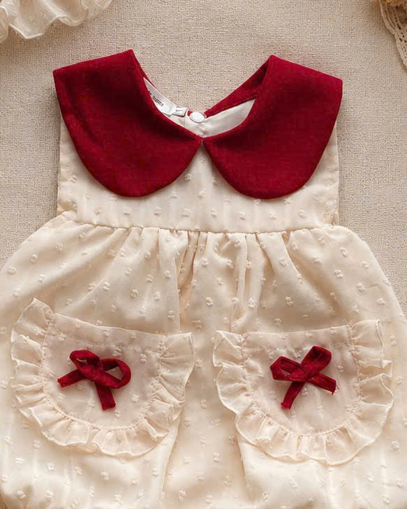 Petite Pocket Romper (Newborn – 2Years) | Peter Pan Collar Baby Romper with Soft Bonnet | Vintage Everyday Outfit