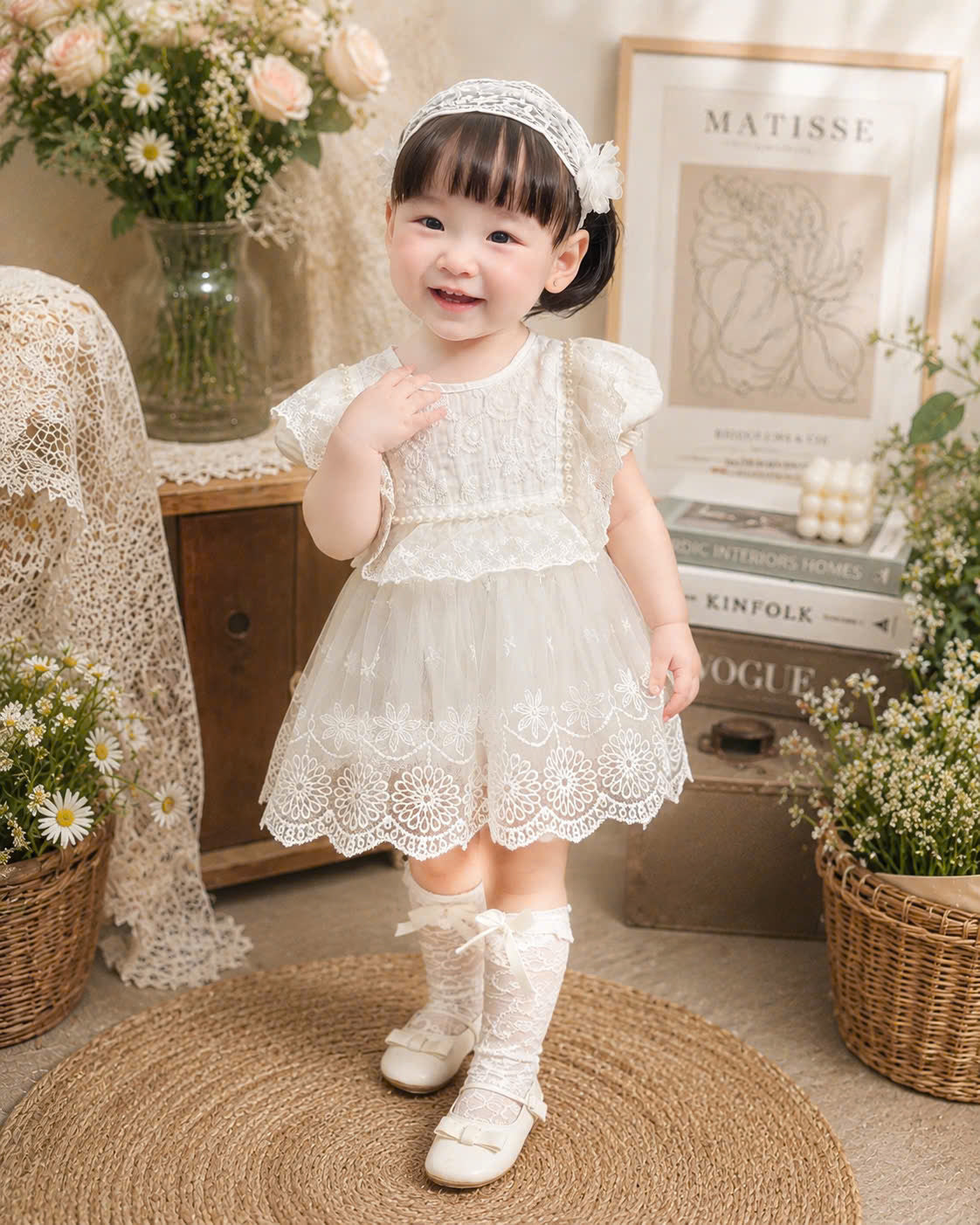 Little Lace Dream Romper Dress (Newborn–12Months) | White Lace Baby Romper Dress | Birthday, Baptism & Special Occasion Outfit