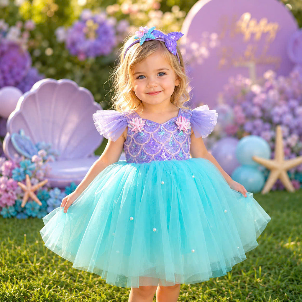 Ariel Inspired Girl Dress 1–6 Years | Mermaid Princess Tulle Dress | Birthday, Book Week & Party Outfit