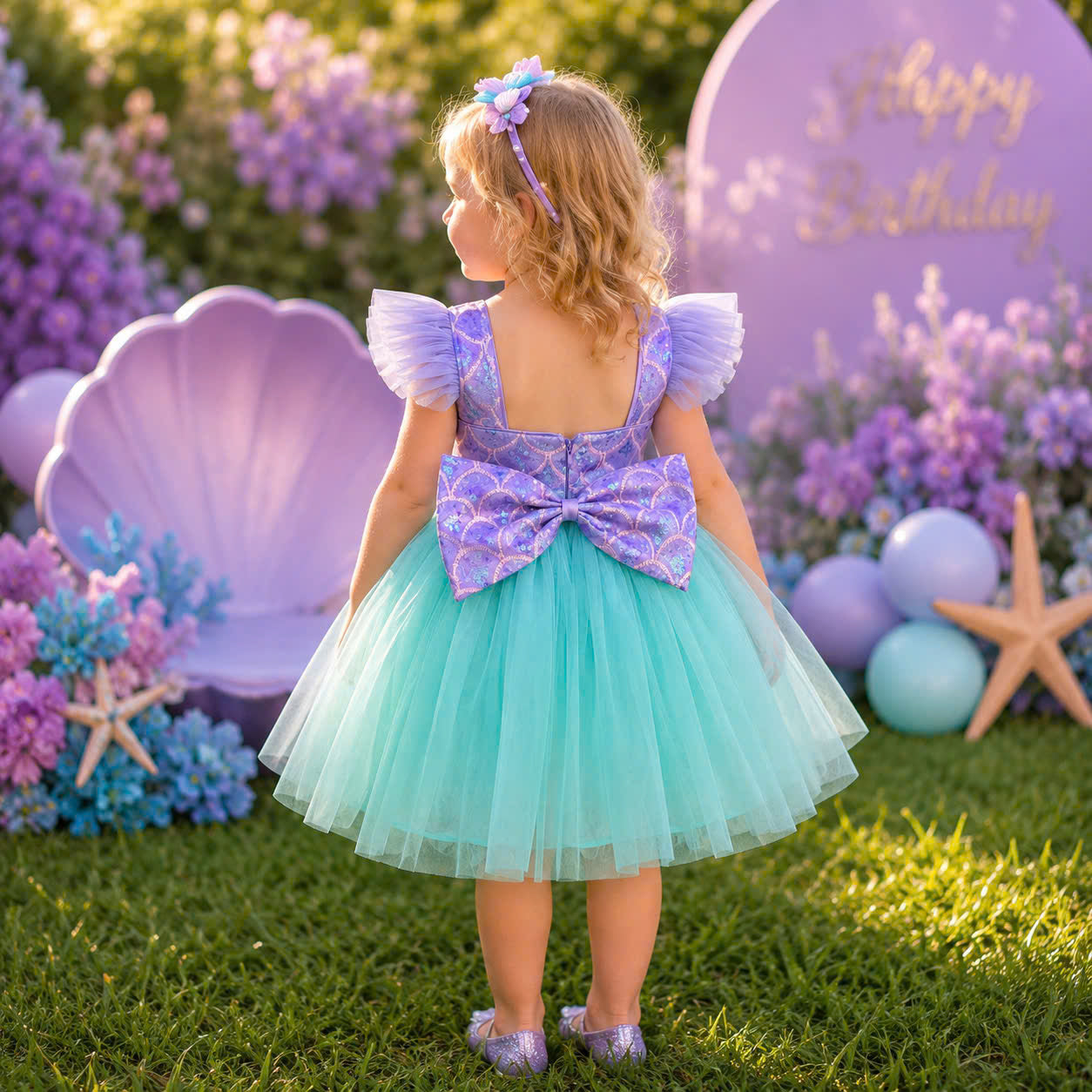 Ariel Inspired Girl Dress 1–6 Years | Mermaid Princess Tulle Dress | Birthday, Book Week & Party Outfit