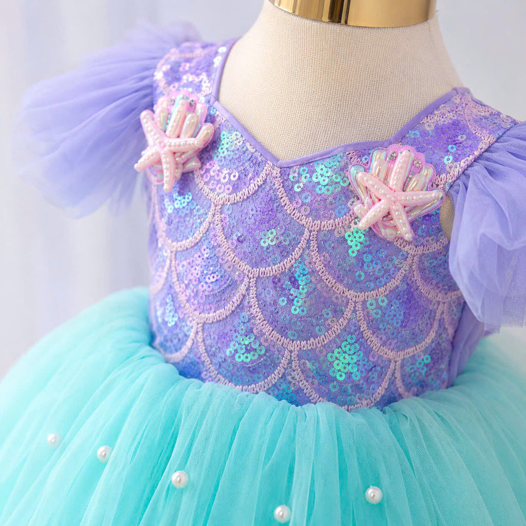 Ariel Inspired Girl Dress 1–6 Years | Mermaid Princess Tulle Dress | Birthday, Book Week & Party Outfit