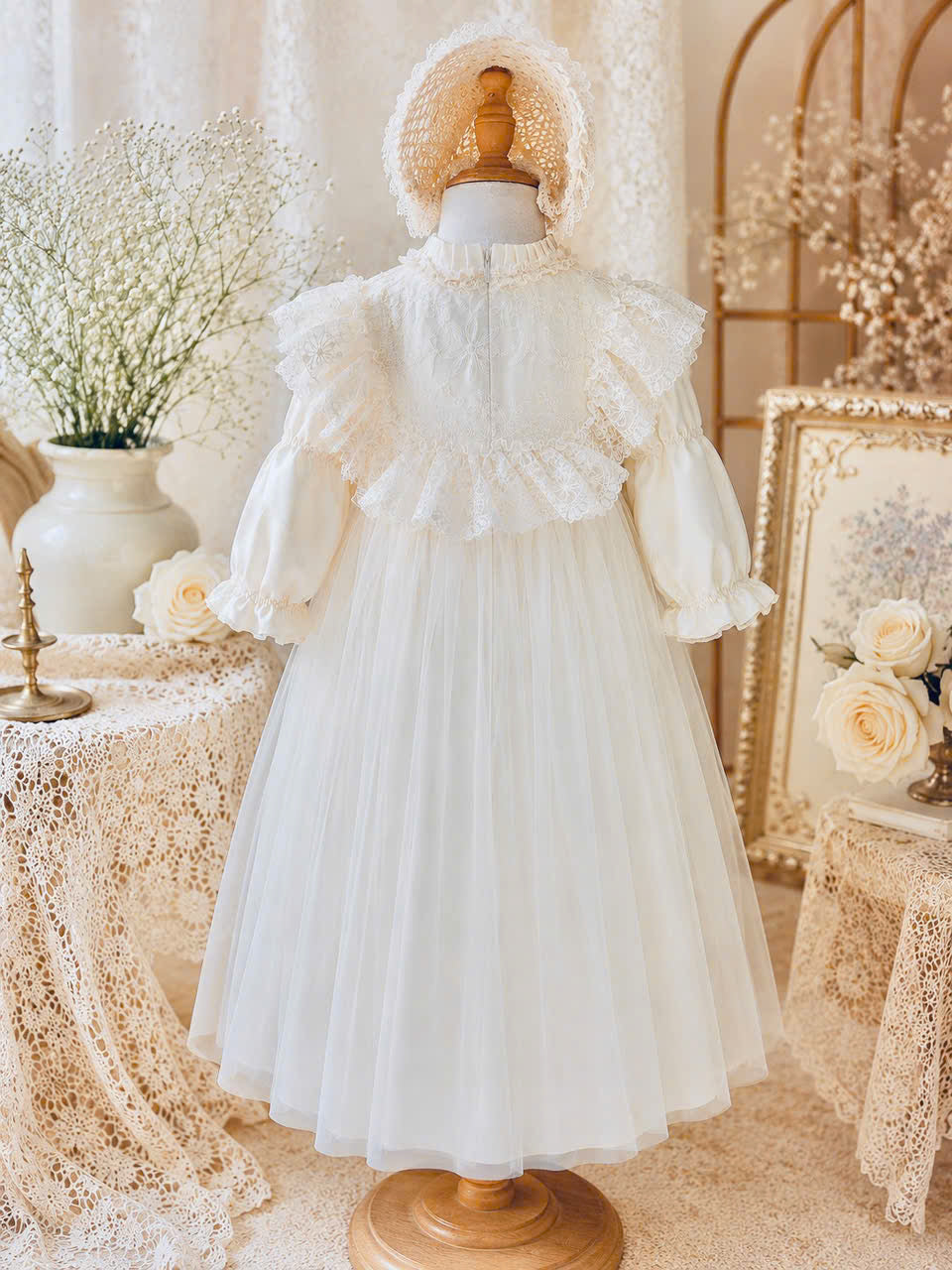 Elegant Lace Princess Dress 1–6 Years | White Tulle Flower Girl Dress | Birthday, Wedding & Special Occasion Outfit