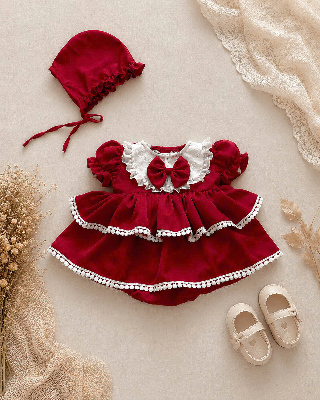 Berry Belle Romper Dress Set (Newborn–12 Months)