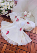 Embroidered Organza Áo Dài Dress – Floral Whimsy (6Months-2Years) | Traditional Vietnamese Outfit for Baby Girls | Matching Headband Included