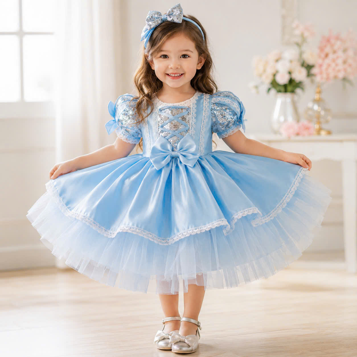 Cinderella Inspired Girl Dress 1–6Years | Blue Princess Tulle Dress | Fairytale Birthday Party Outfit | Classic Princess Dress for Girls