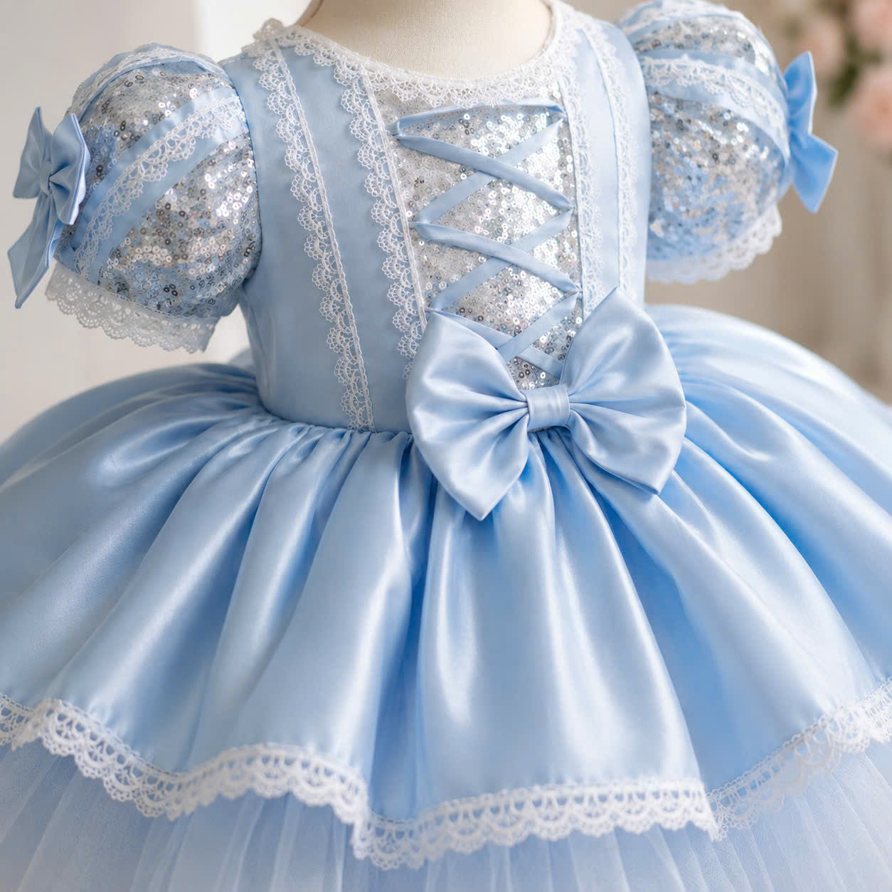 Cinderella Inspired Girl Dress 1–6Years | Blue Princess Tulle Dress | Fairytale Birthday Party Outfit | Classic Princess Dress for Girls