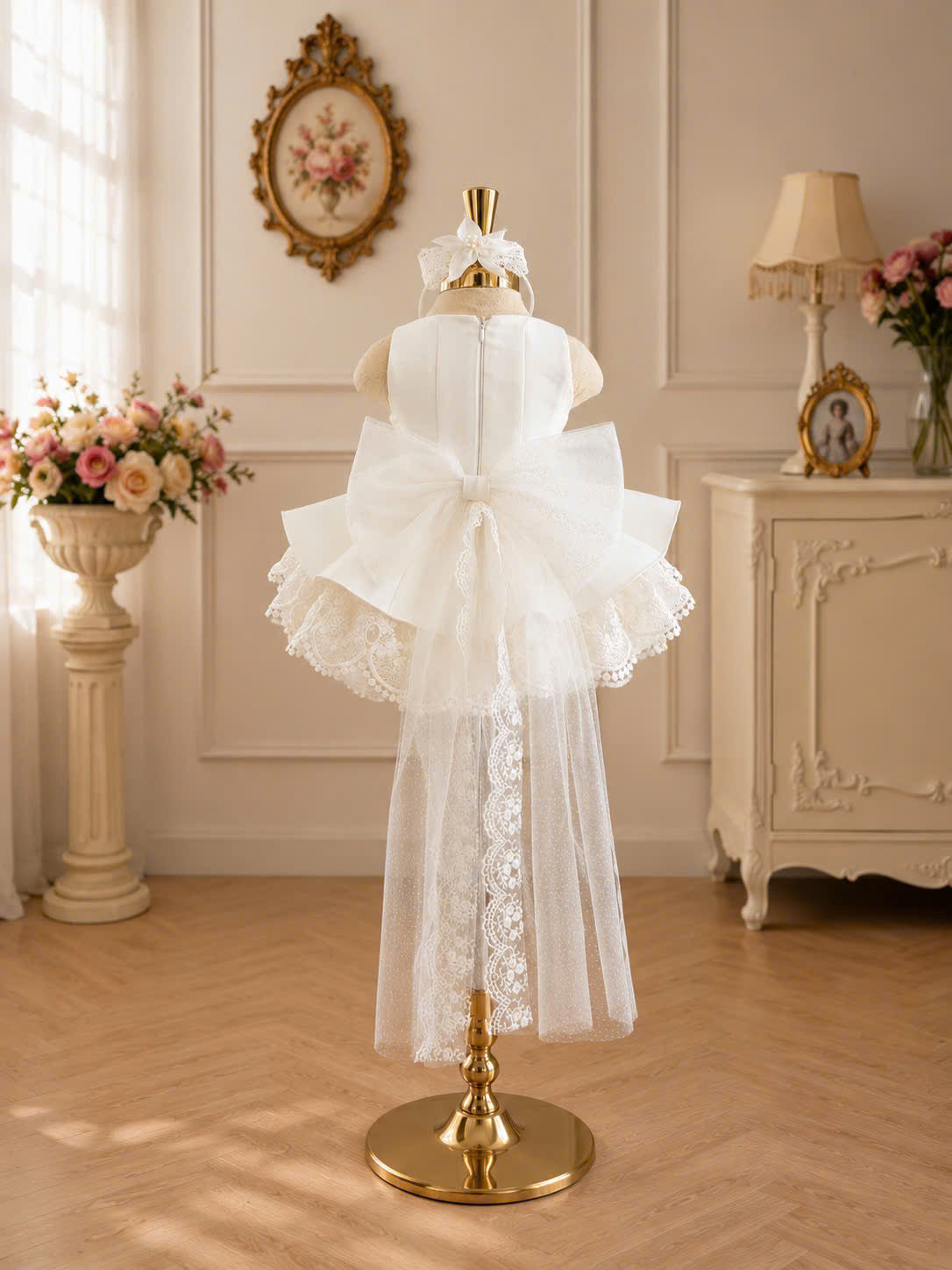 Bella Bloom 3-in-1 Flower Girl Dress 1–6 Years | Removable Overskirt & Bow Train | Birthday, Communion & Wedding Dress