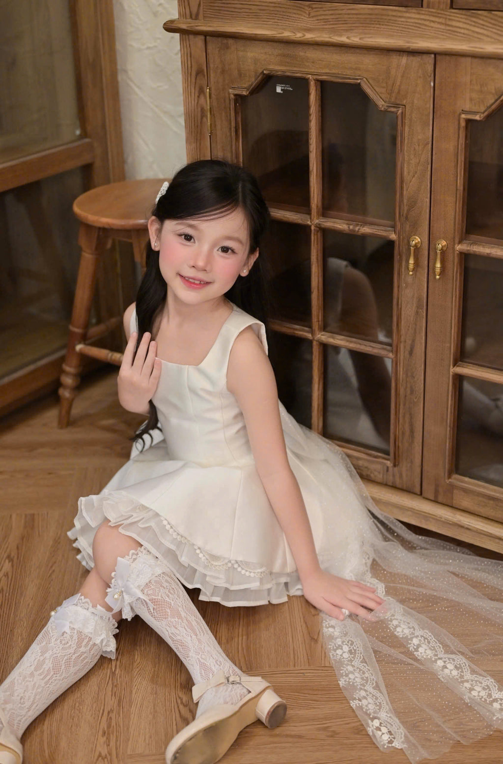 Bella Bloom 3-in-1 Flower Girl Dress 1–6 Years | Removable Overskirt & Bow Train | Birthday, Communion & Wedding Dress