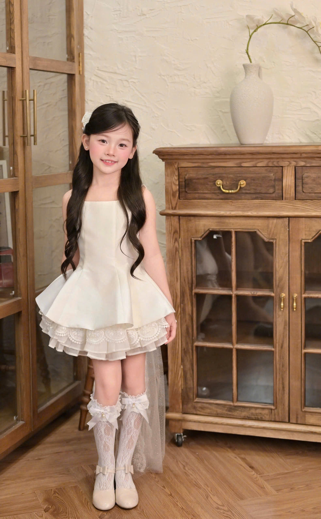 Bella Bloom 3-in-1 Flower Girl Dress 1–6 Years | Removable Overskirt & Bow Train | Birthday, Communion & Wedding Dress