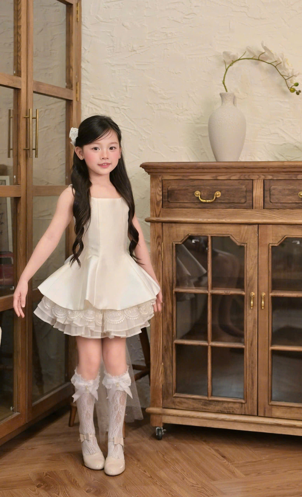 Bella Bloom 3-in-1 Flower Girl Dress 1–6 Years | Removable Overskirt & Bow Train | Birthday, Communion & Wedding Dress