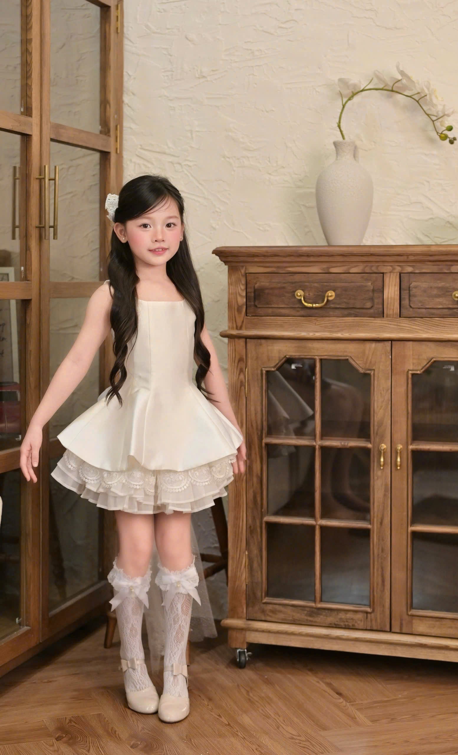 Bella Bloom 3-in-1 Flower Girl Dress 1–6 Years | Removable Overskirt & Bow Train | Birthday, Communion & Wedding Dress