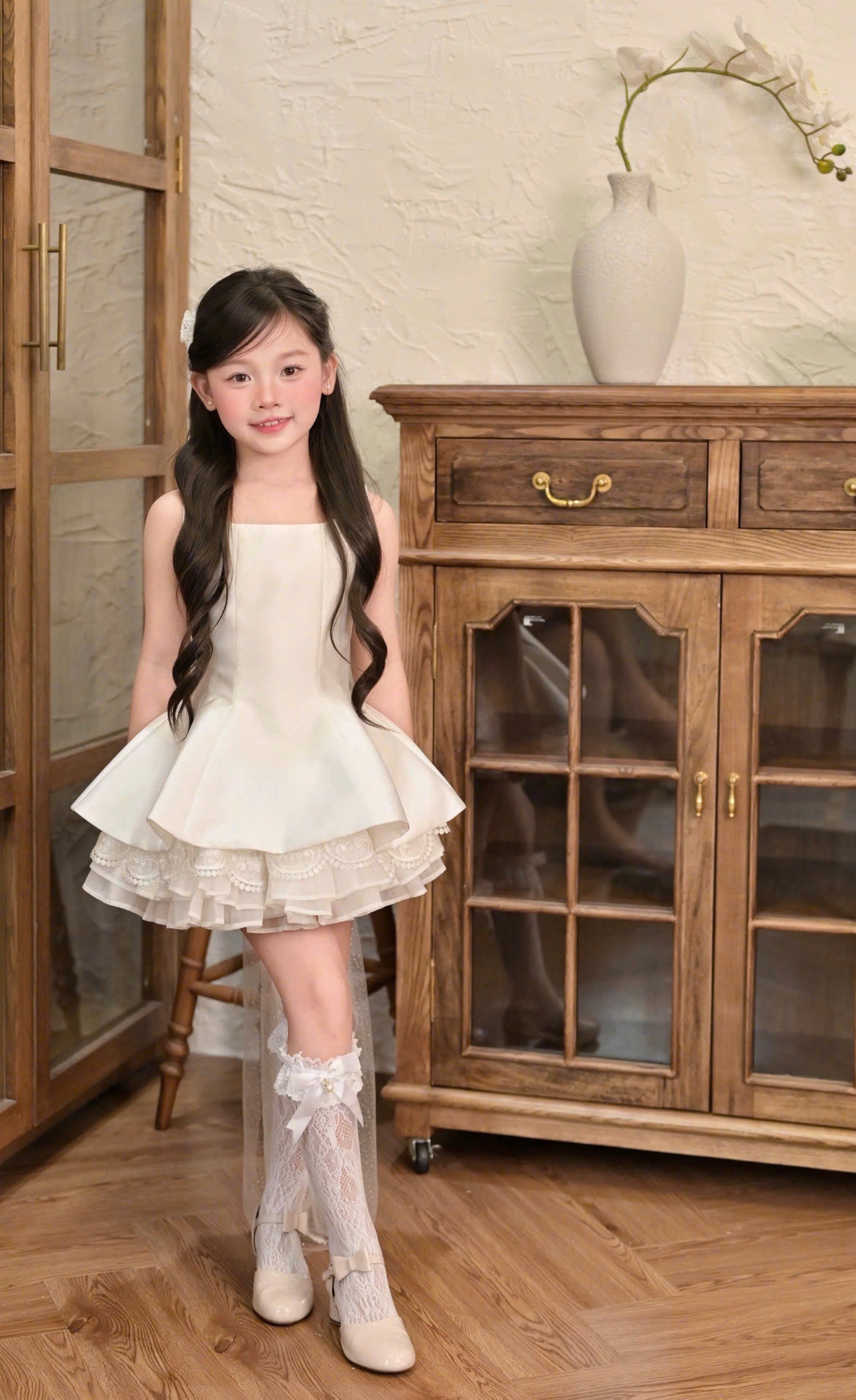 Bella Bloom 3-in-1 Flower Girl Dress 1–6 Years | Removable Overskirt & Bow Train | Birthday, Communion & Wedding Dress