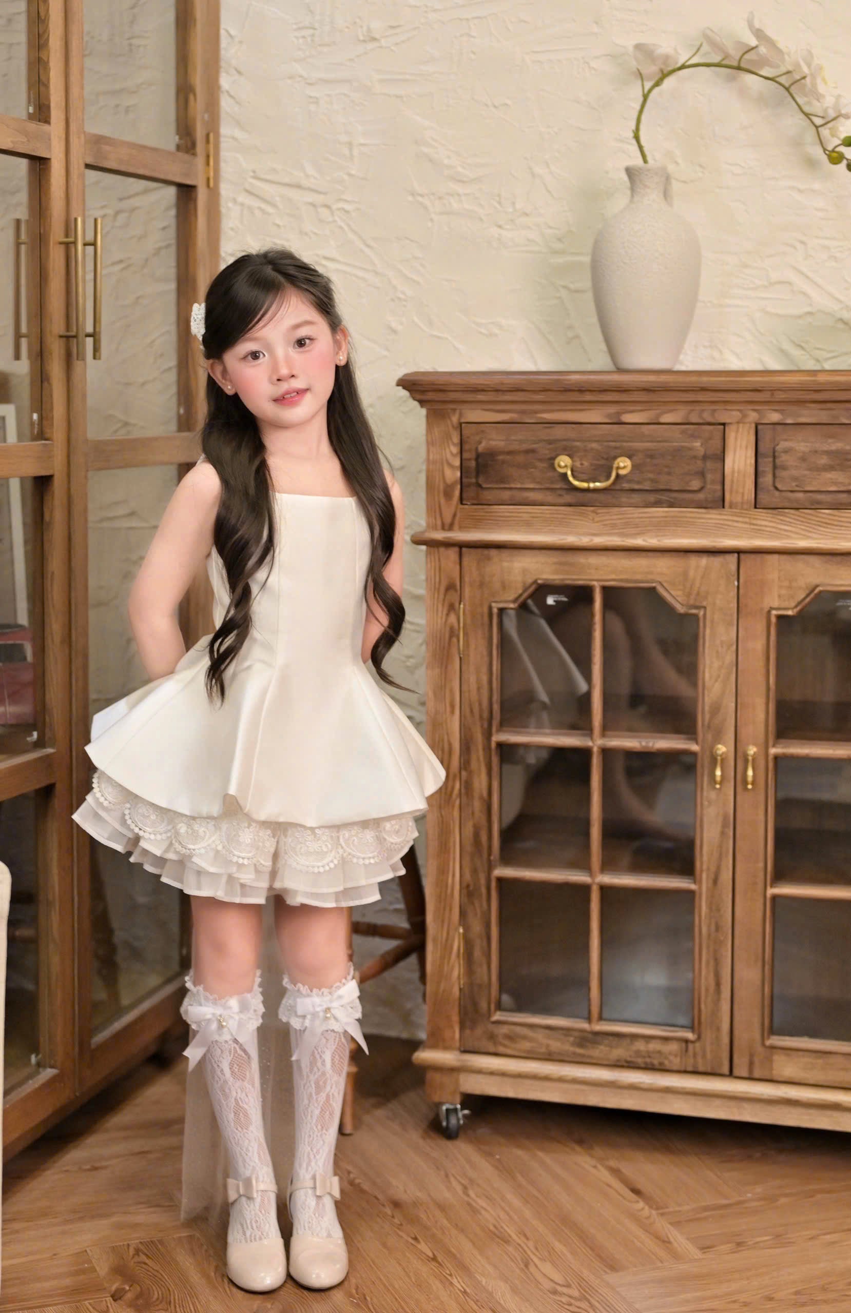 Bella Bloom 3-in-1 Flower Girl Dress 1–6 Years | Removable Overskirt & Bow Train | Birthday, Communion & Wedding Dress