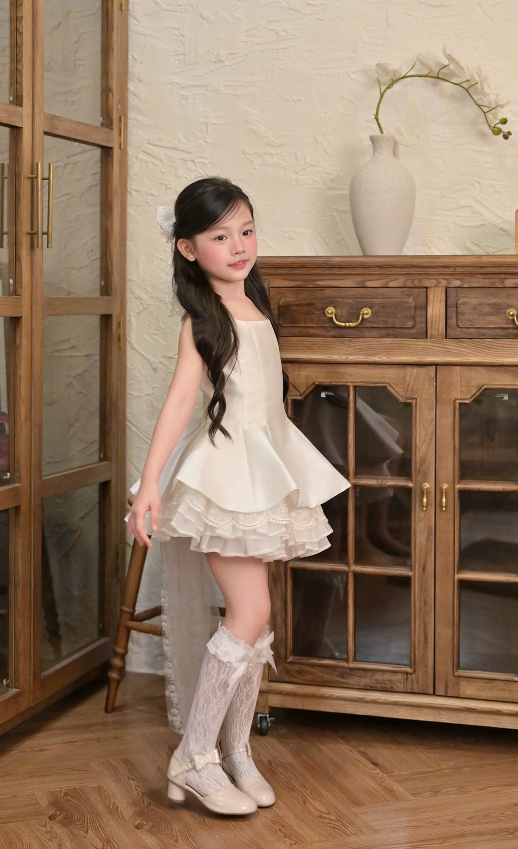 Bella Bloom 3-in-1 Flower Girl Dress 1–6 Years | Removable Overskirt & Bow Train | Birthday, Communion & Wedding Dress