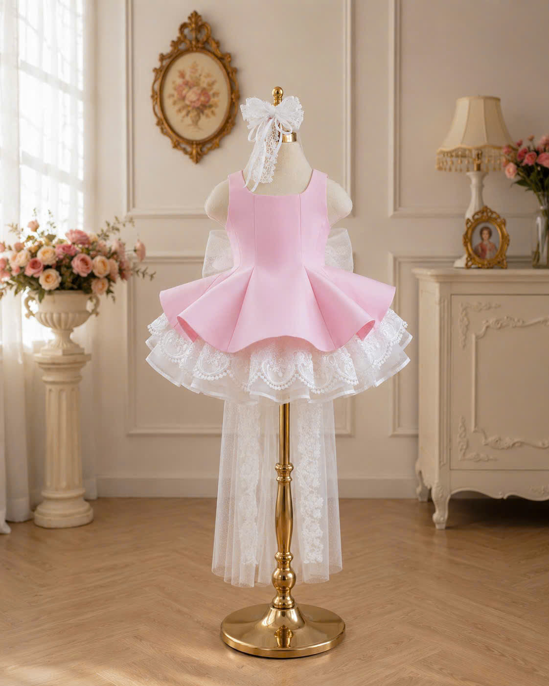 Bella Bloom 3-in-1 Flower Girl Dress 1–6 Years | Removable Overskirt & Bow Train | Birthday, Communion & Wedding Dress