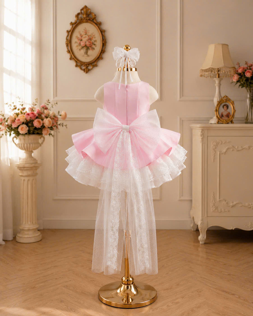 Bella Bloom 3-in-1 Flower Girl Dress 1–6 Years | Removable Overskirt & Bow Train | Birthday, Communion & Wedding Dress