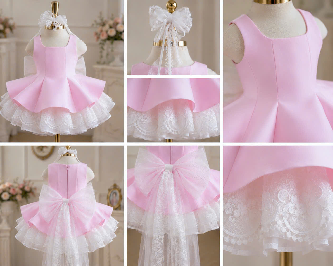 Bella Bloom 3-in-1 Flower Girl Dress 1–6 Years | Removable Overskirt & Bow Train | Birthday, Communion & Wedding Dress