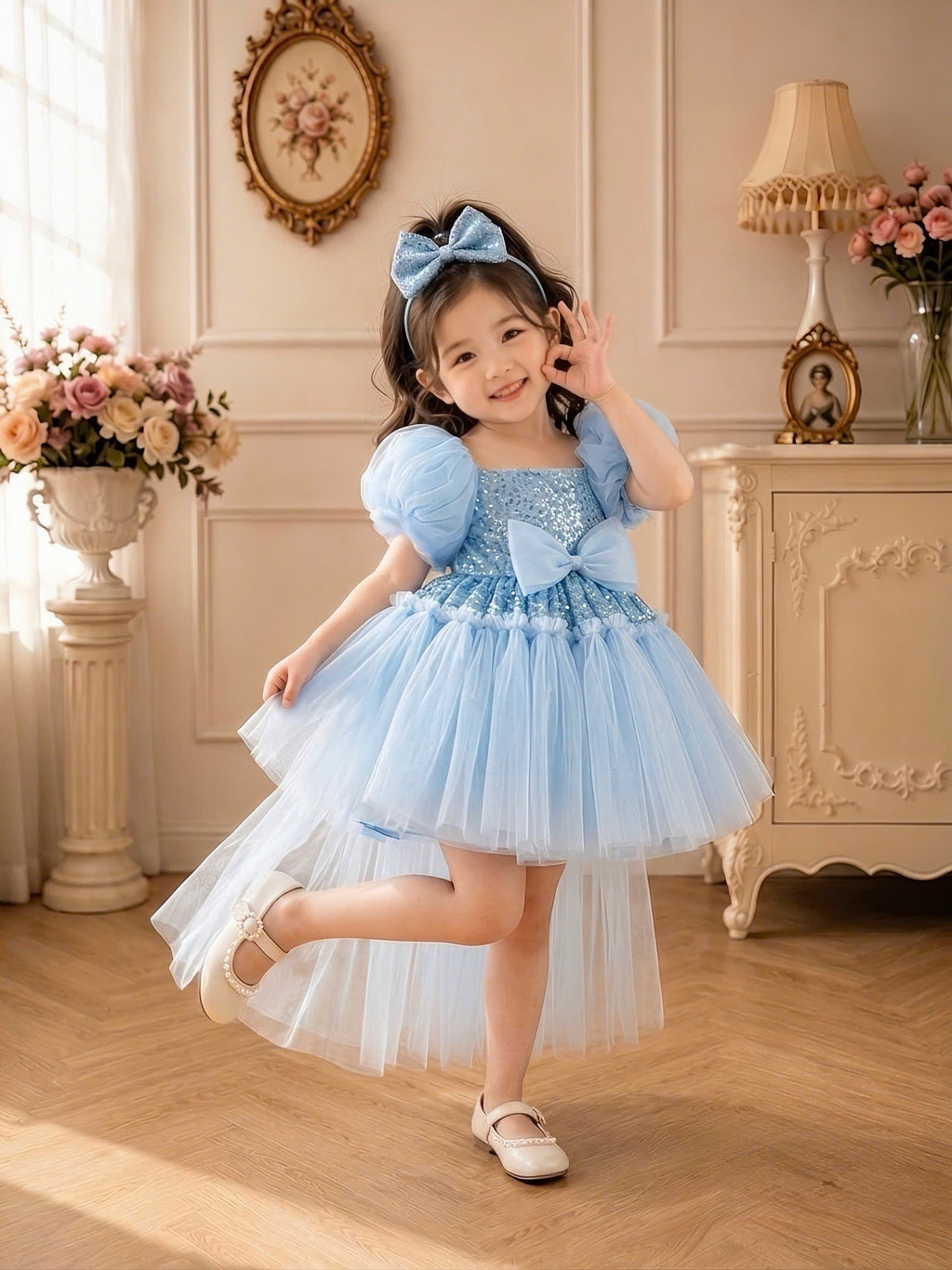 Celeste Princess 2-in-1 Dress 1–6 Years | Removable Train & Bow | Flower Girl, Birthday & Party Dress