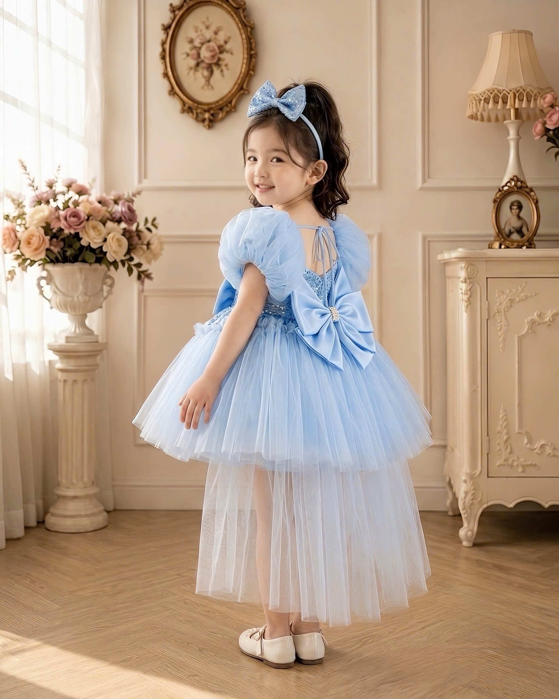 Celeste Princess 2-in-1 Dress 1–6 Years | Removable Train & Bow | Flower Girl, Birthday & Party Dress