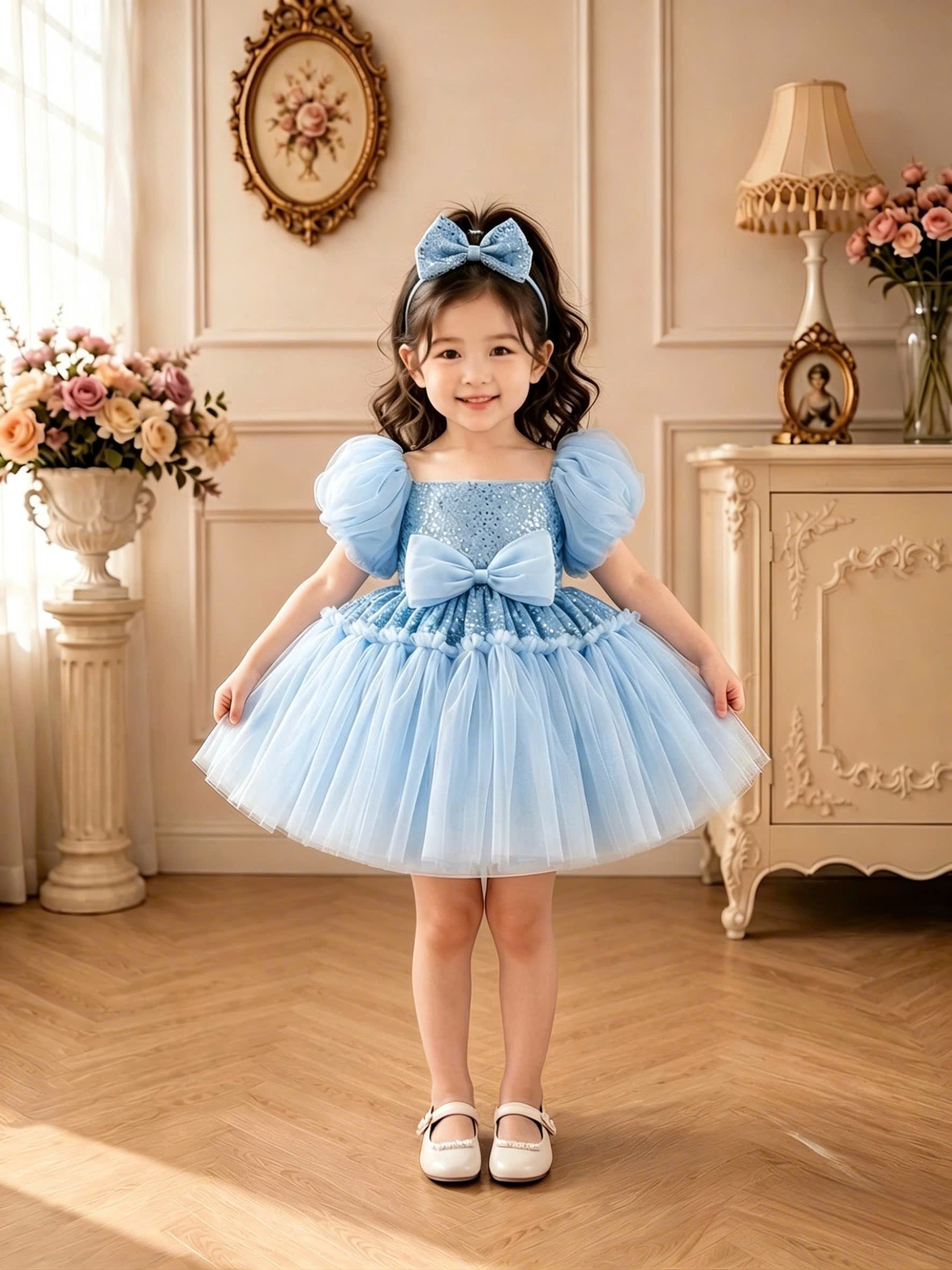 Celeste Princess 2-in-1 Dress 1–6 Years | Removable Train & Bow | Flower Girl, Birthday & Party Dress