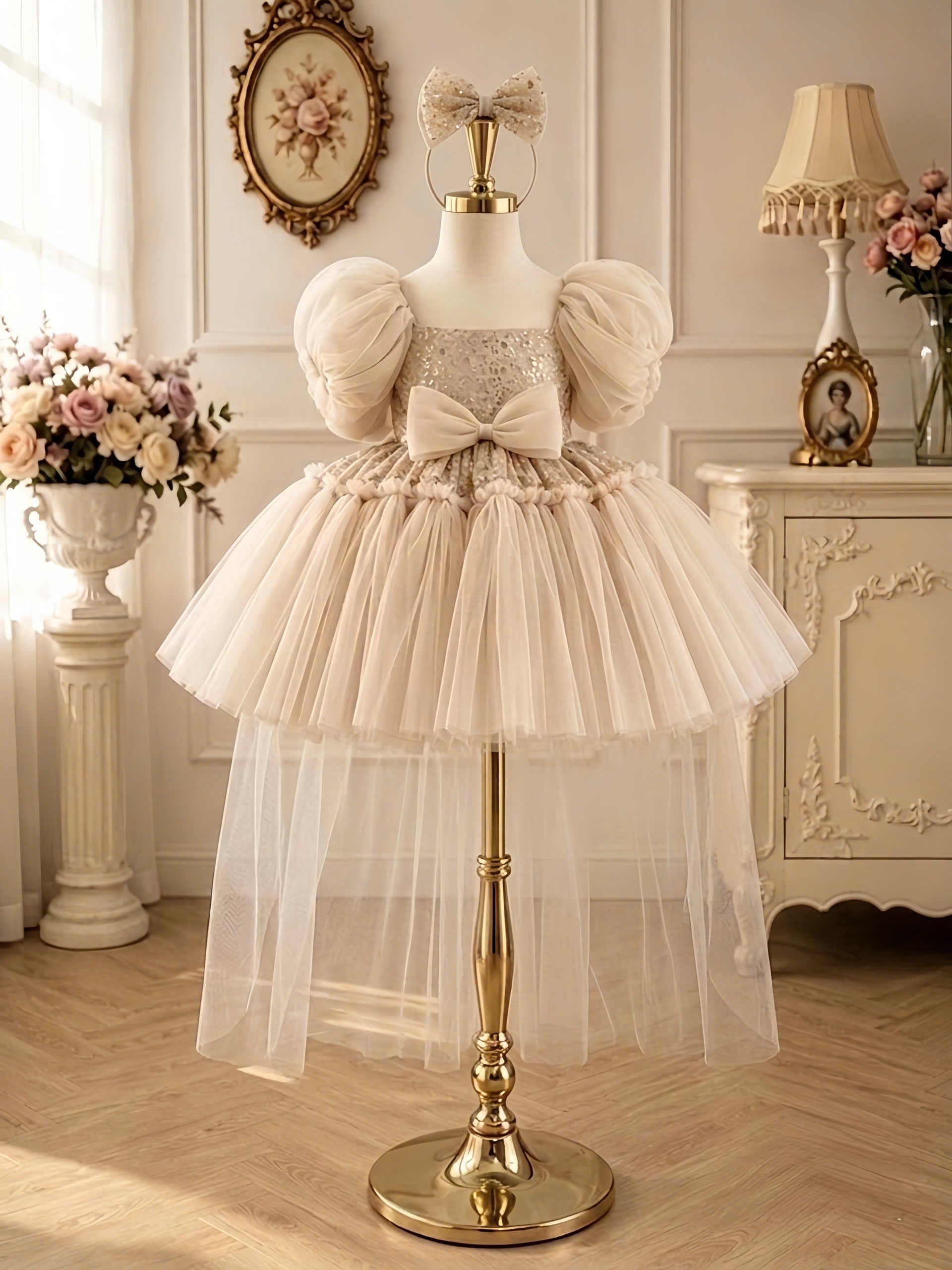 Celeste Princess 2-in-1 Dress 1–6 Years | Removable Train & Bow | Flower Girl, Birthday & Party Dress