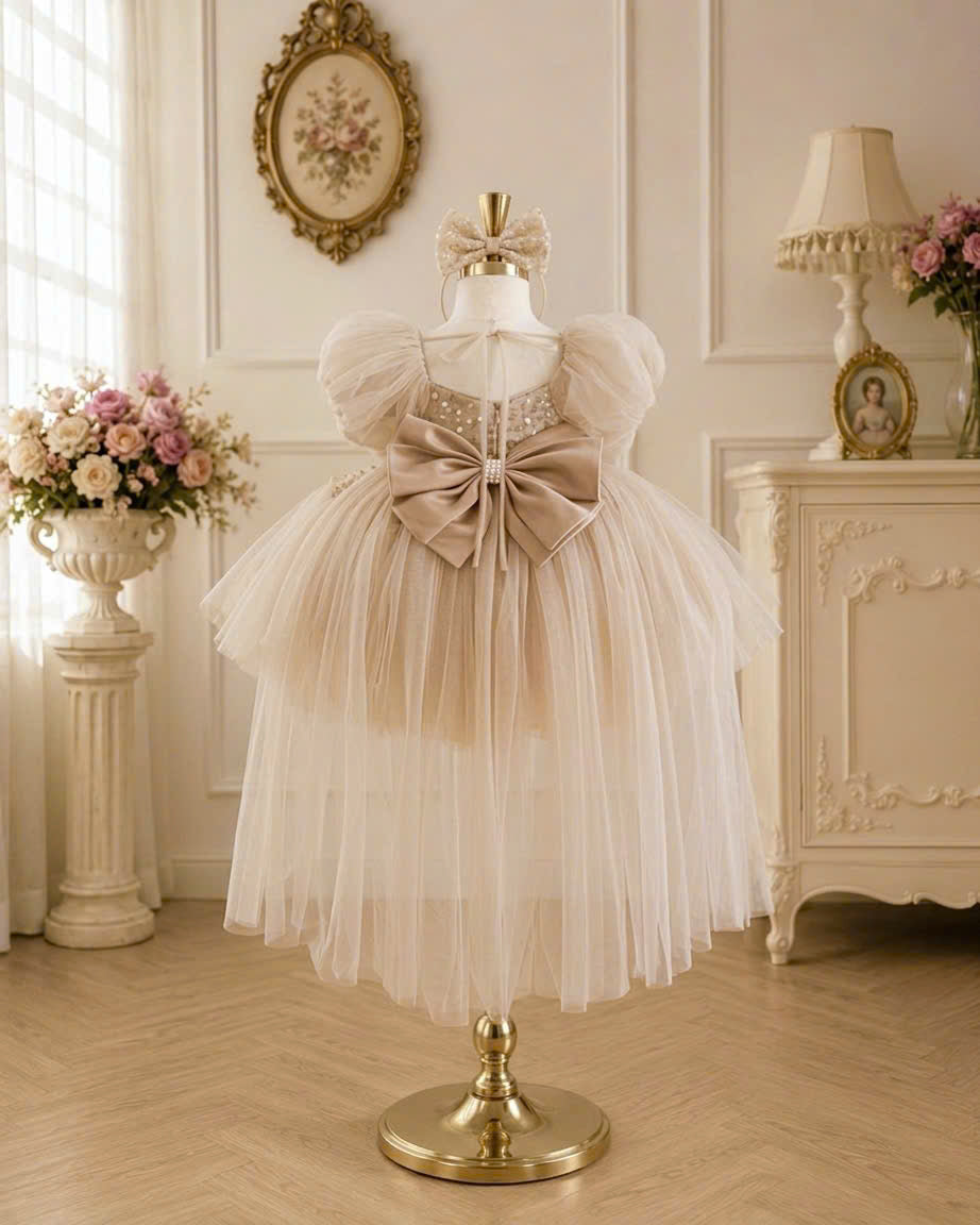 Celeste Princess 2-in-1 Dress 1–6 Years | Removable Train & Bow | Flower Girl, Birthday & Party Dress