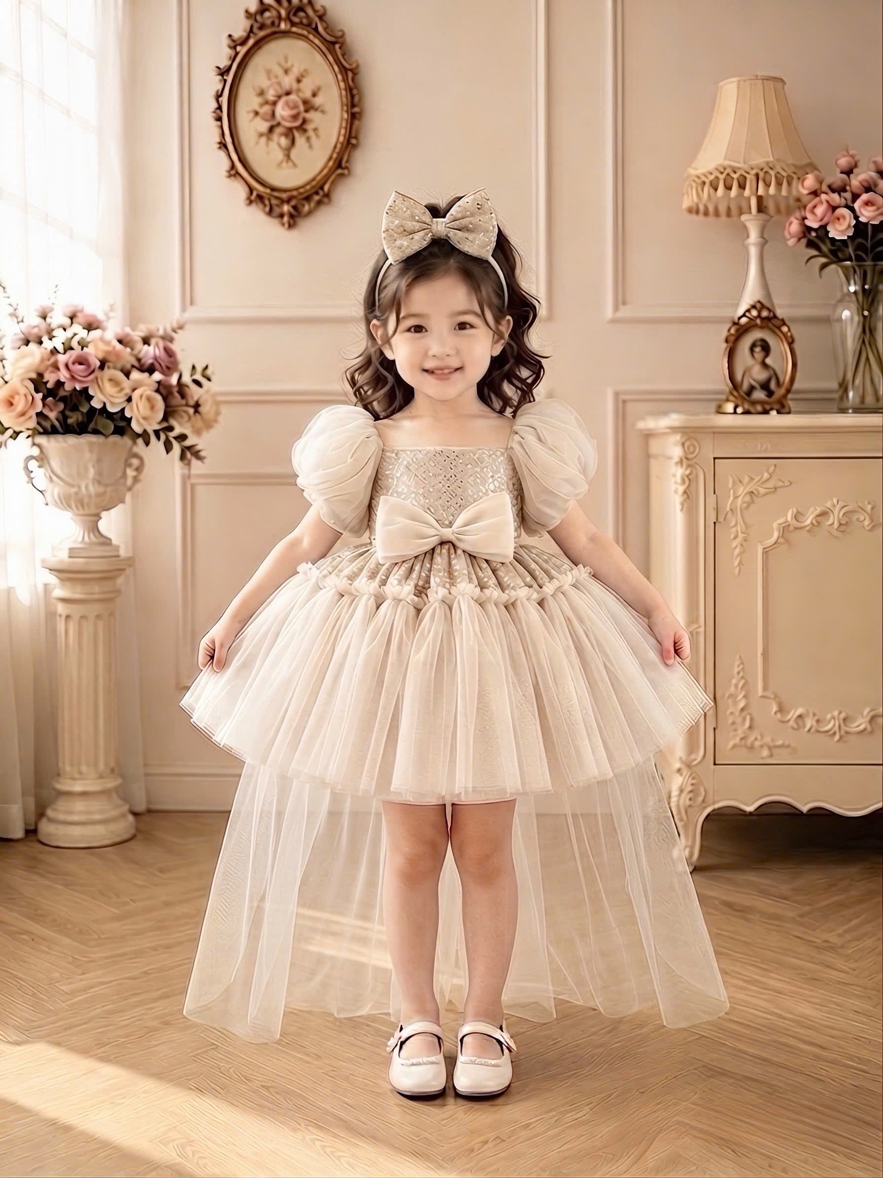 Celeste Princess 2-in-1 Dress 1–6 Years | Removable Train & Bow | Flower Girl, Birthday & Party Dress