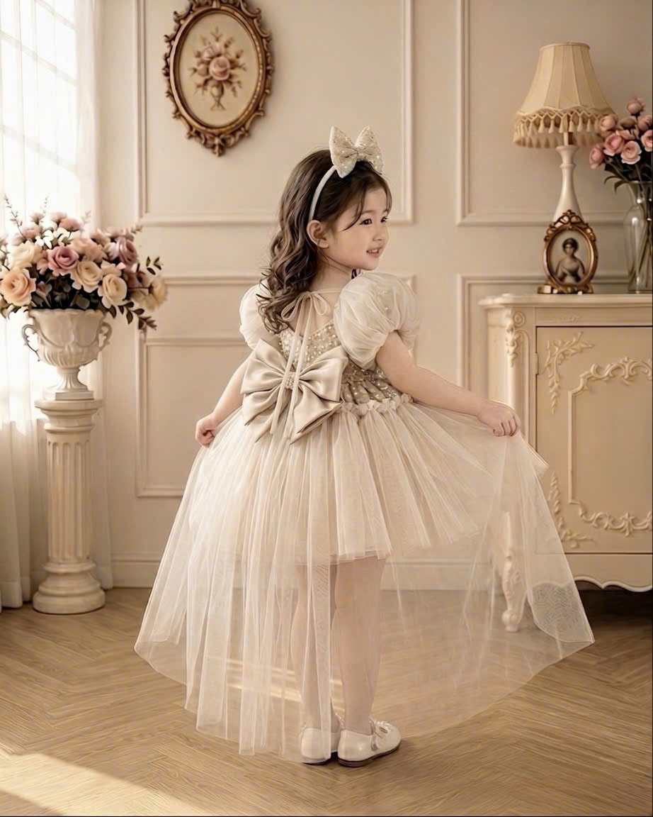 Celeste Princess 2-in-1 Dress 1–6 Years | Removable Train & Bow | Flower Girl, Birthday & Party Dress