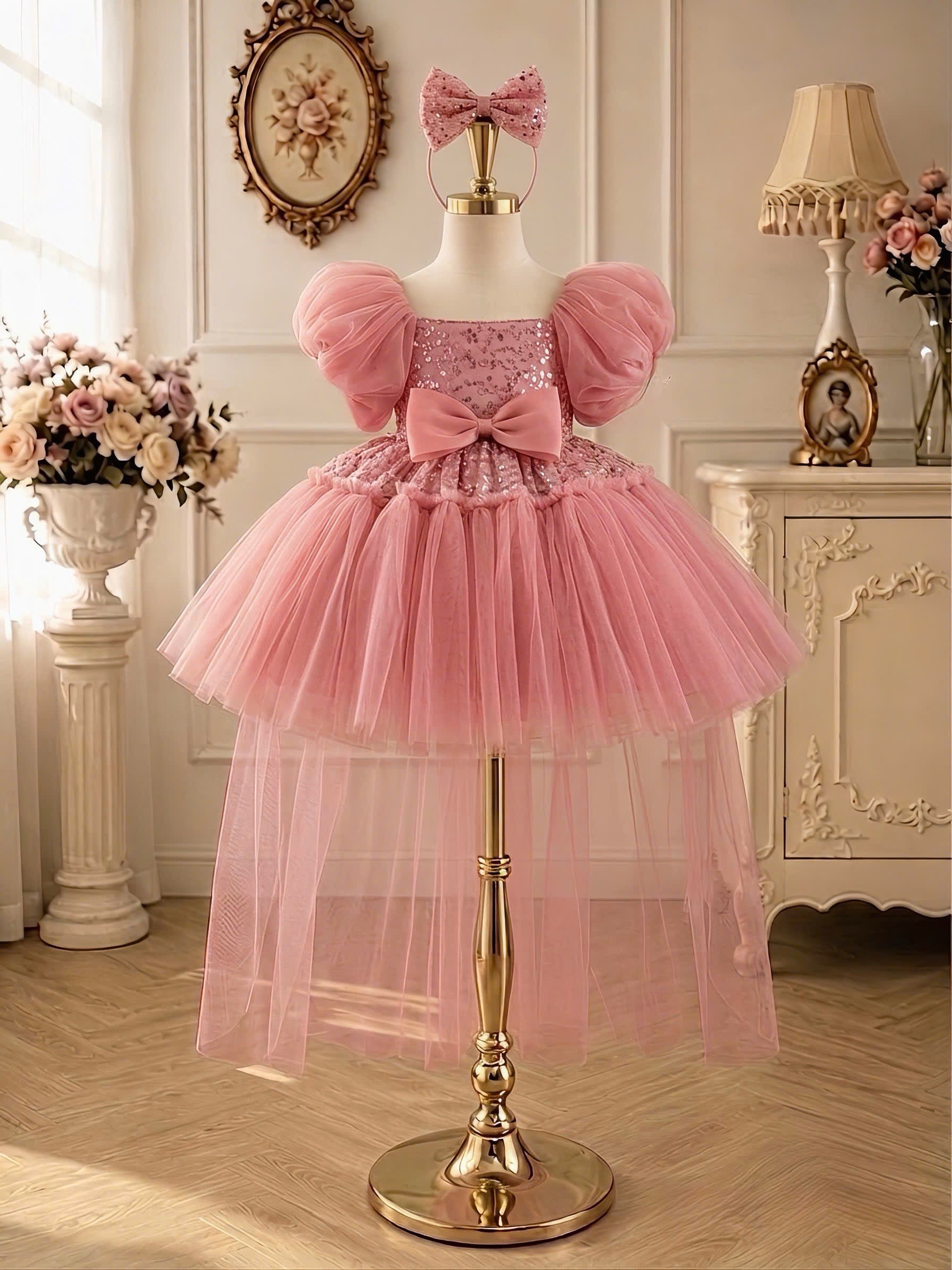 Celeste Princess 2-in-1 Dress 1–6 Years | Removable Train & Bow | Flower Girl, Birthday & Party Dress